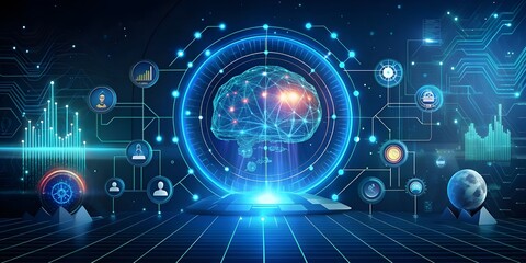 Obraz premium Futuristic AI Robot with Digital Technology Interface