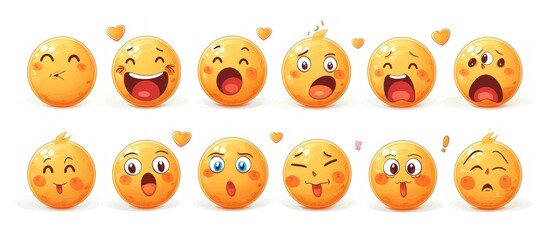 Fototapeta premium Collection of Emojis with Different Expressions