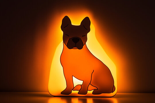 See Through Glowing Pitbull Terrier Night Light Dog Generative Illustration