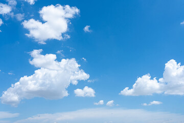 Bright blue sky with fluffy white clouds