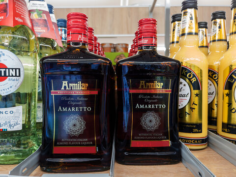 Armilar Amaretto Liqueur Bottles on Display