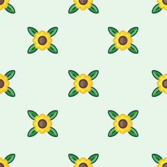 seamless pattern of yellow flower cute and green background, suitable for any purpose. for example, background, website design, mobile app, wallpaper, wrapping paper,  textile, etc