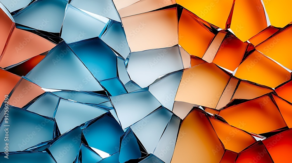 Poster colorful shards of shattered glass, creating an abstract and visually striking pattern with light re