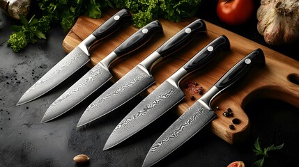 16. A set of high-quality kitchen knives with sleek, modern handles