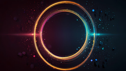 abstract background with a central focus on a large, glowing circle surrounded by smaller, orbiting circles