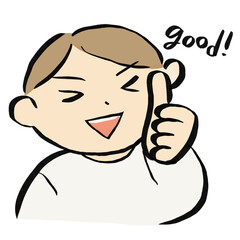 いいねのハンドサインをする男の子　イラスト