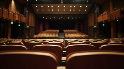 Interior or exterior shots of university theaters or performance spaces with space for event promotions, university, with copy space