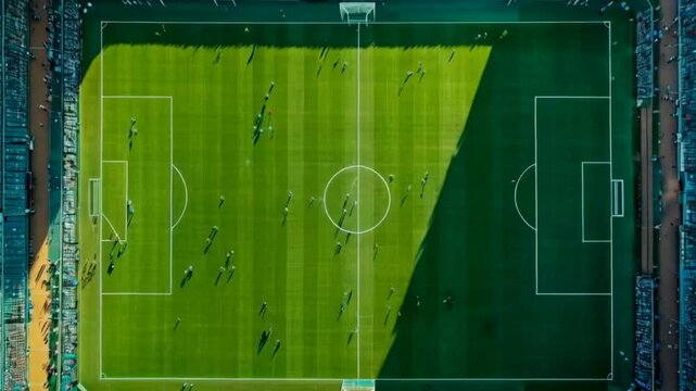 aeial view of a soccer field at stadium