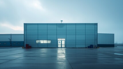 Fototapeta premium Exterior of a modern warehouse with a small office unit