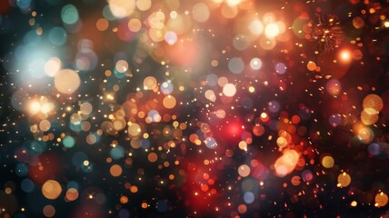 Abstract Bokeh Background with Red, Orange, and Gold Lights