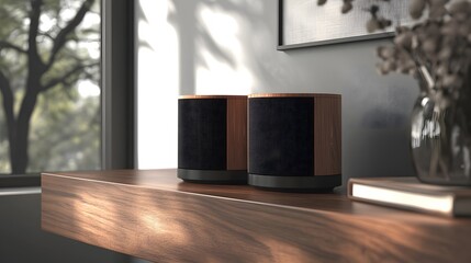 97. A sleek and modern set of wireless speakers with a stylish finish