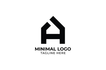 minimal building office line logo, Modern house apartment illustration, home building property creative Minimal professional abstract vector