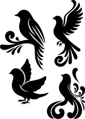 collection of bird silhouettes set