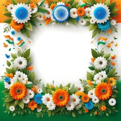 Obraz premium India independence day poster background with flowers 