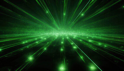 Vivid Green Laser Beams Piercing Through the Darkness in a Stunning Display of Light