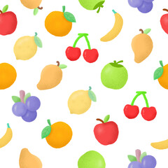fruits cute  handdrawn seamless pattern ,  suitable for any purpose. for example, background, website design, mobile app, wallpaper, wrapping paper,  textile, etc