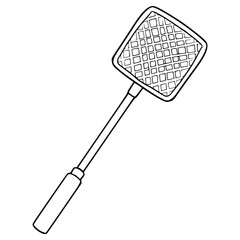 fly swatter illustration hand drawn outline vector