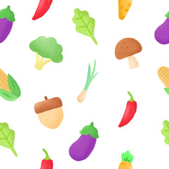 hand drawn vagetable cute seamless pattern with yellow background,  suitable for any purpose. for example, background, website design, mobile app, wallpaper, wrapping paper,  textile, etc