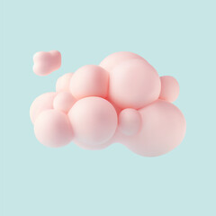 Clouds in pastel colors on blue background.  Realistic 3d vector illustration