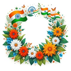 Fototapeta premium India independence day poster background with flowers 
