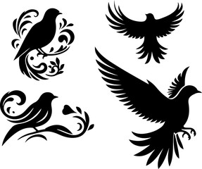 Obraz premium illustration with birds collection isolated on white background