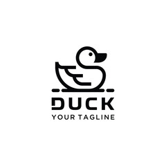 simple duck logo vector illustration with line art style