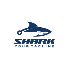Obraz premium shark hook logo design vector illustration