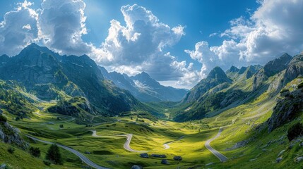 Serpentine Road Through Majestic Mountains