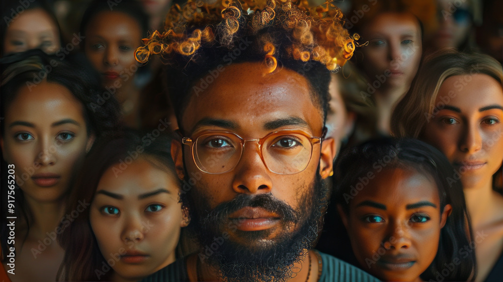 Poster diverse group of people looking for help.generative ai