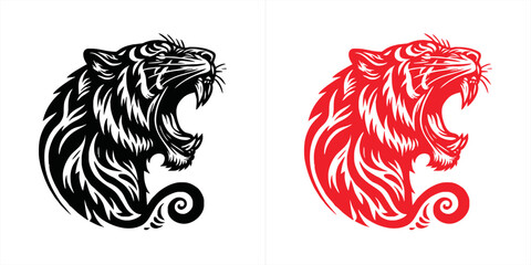 simple minimalist tiger head wild animal logo vector illustration template design	
