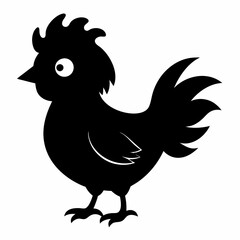 Rooster isolated on white background, Rooster vector illustration, bird on a branch vector art, chicken silhouette, bird vector icon, chickens on a branch line art, eps