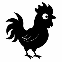 Rooster isolated on white background, Rooster vector illustration, bird on a branch vector art, chicken silhouette, bird vector icon, chickens on a branch line art, eps