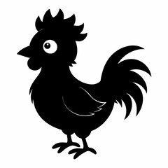 Rooster isolated on white background, Rooster vector illustration, bird on a branch vector art, chicken silhouette, bird vector icon, chickens on a branch line art, eps