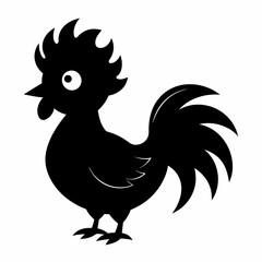 Rooster isolated on white background, Rooster vector illustration, bird on a branch vector art, chicken silhouette, bird vector icon, chickens on a branch line art, eps