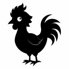 Rooster isolated on white background, Rooster vector illustration, bird on a branch vector art, chicken silhouette, bird vector icon, chickens on a branch line art, eps