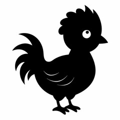 Rooster isolated on white background, Rooster vector illustration, bird on a branch vector art, chicken silhouette, bird vector icon, chickens on a branch line art, eps