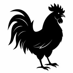 Rooster isolated on white background, Rooster vector illustration, bird on a branch vector art, chicken silhouette, bird vector icon, chickens on a branch line art, eps