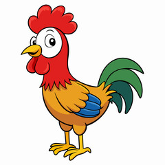 Rooster isolated on white background, Rooster vector illustration, bird on a branch vector art, chicken silhouette, bird vector icon, chickens on a branch line art, eps