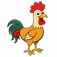 Rooster isolated on white background, Rooster vector illustration, bird on a branch vector art, chicken silhouette, bird vector icon, chickens on a branch line art, eps