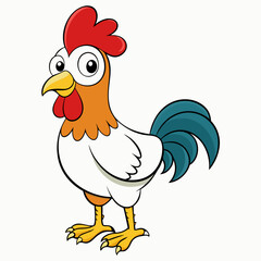 Rooster isolated on white background, Rooster vector illustration, bird on a branch vector art, chicken silhouette, bird vector icon, chickens on a branch line art, eps