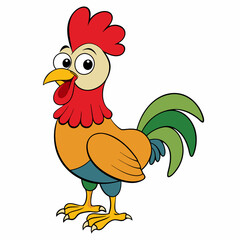 Rooster isolated on white background, Rooster vector illustration, bird on a branch vector art, chicken silhouette, bird vector icon, chickens on a branch line art, eps