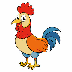 Rooster isolated on white background, Rooster vector illustration, bird on a branch vector art, chicken silhouette, bird vector icon, chickens on a branch line art, eps