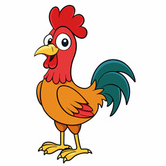 Rooster isolated on white background, Rooster vector illustration, bird on a branch vector art, chicken silhouette, bird vector icon, chickens on a branch line art, eps