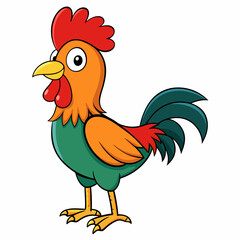 Rooster isolated on white background, Rooster vector illustration, bird on a branch vector art, chicken silhouette, bird vector icon, chickens on a branch line art, eps