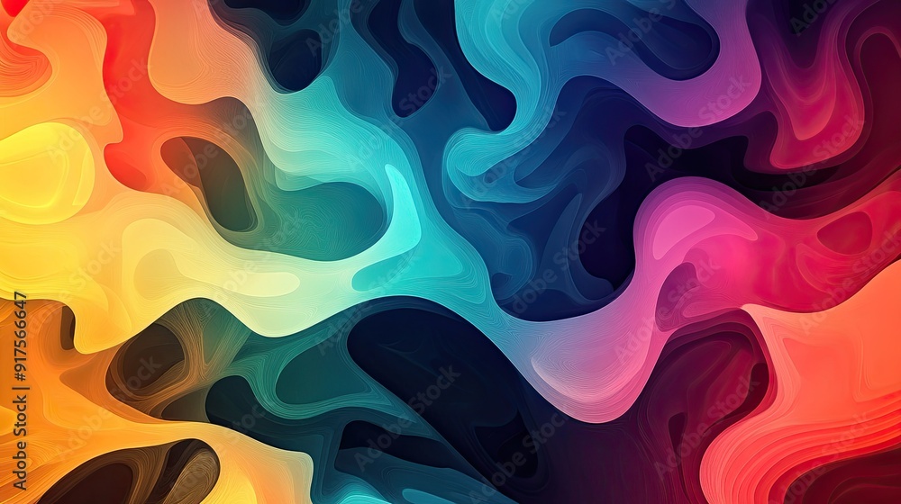 Aufkleber modern abstract background with fluid shapes and blended gradient colors