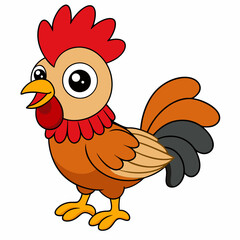 Rooster isolated on white background, Rooster vector illustration, bird on a branch vector art, chicken silhouette, bird vector icon, chickens on a branch line art, eps