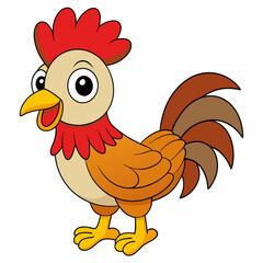 Rooster isolated on white background, Rooster vector illustration, bird on a branch vector art, chicken silhouette, bird vector icon, chickens on a branch line art, eps