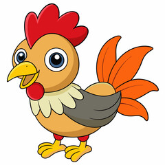 Rooster isolated on white background, Rooster vector illustration, bird on a branch vector art, chicken silhouette, bird vector icon, chickens on a branch line art, eps