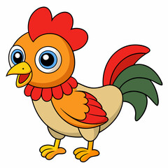 Rooster isolated on white background, Rooster vector illustration, bird on a branch vector art, chicken silhouette, bird vector icon, chickens on a branch line art, eps