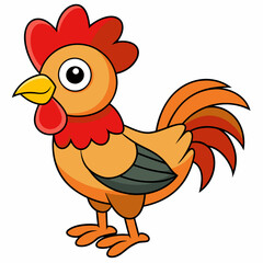 Rooster isolated on white background, Rooster vector illustration, bird on a branch vector art, chicken silhouette, bird vector icon, chickens on a branch line art, eps